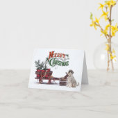 Rustic Schnauzer Kerstmis Kaart (Gele Bloem)