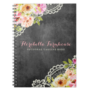Rustic Schoolbord Boerderij Rozen Kant Shabby Chic Notitieboek
