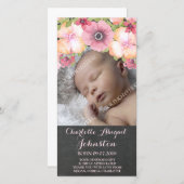 Rustic Schoolbord Roze Bloemen Bedankt Bruisfeest (Voorkant / Achterkant)