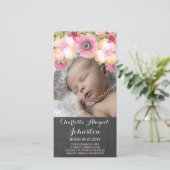 Rustic Schoolbord Roze Bloemen Bedankt Bruisfeest (Staand voorkant)