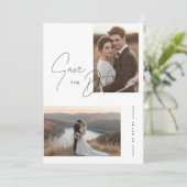 Rustic Script 2 Fotobruiloft Sla de datum op Kaart (Staand voorkant)