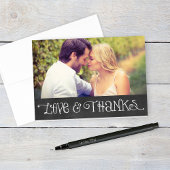 Rustic Script Chalkboard Weddenfoto Black Bedankkaart