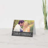 Rustic Script Chalkboard Weddenfoto Black Bedankkaart (Voorkant)