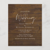 Rustic Script Country Barn Woodland Budget Wedding (Voorkant)