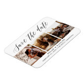 Rustic Script Drie Foto's Bewaar de Datum Magneet (Linkerzijde)