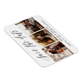 Rustic Script Drie Foto's Save the Date Magneet (Rechterzijde)