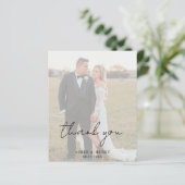 Rustic Script Foto Budget Huwelijk Bedankkaart (Staand voorkant)