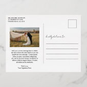 Rustic Script Foto Moderne Trouw Dank Je Folie Uitnodiging Briefkaart (Achterkant)