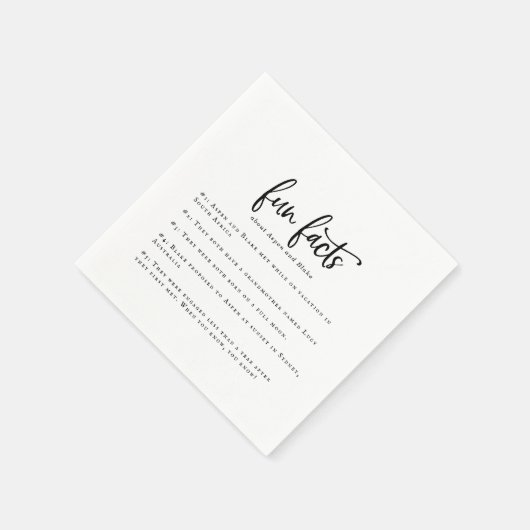 Rustic Script Fun Facts Wedding Napkins Servet (Hoek)