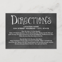 Rustic Script Krijtbord Huwelijks Richtingen Zwart Informatiekaartje