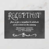 Rustic Script Krijtbord Trouwreceptie Zwart Informatiekaartje (Voorkant)