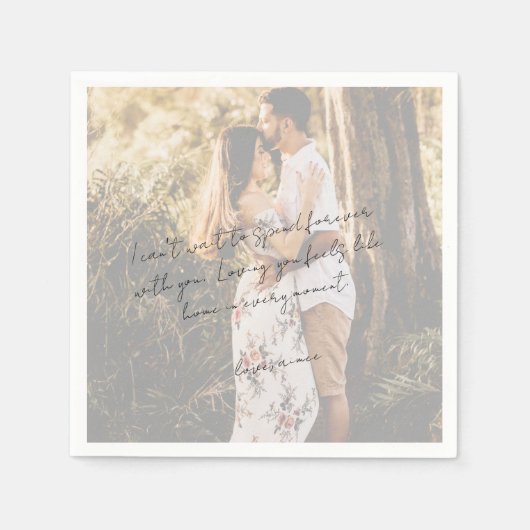 Rustic Script Love Note Photo Modern Wedding Servet (Voorkant)