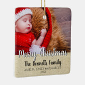 Rustic Script Merry Kerstfeestdag foto Keramisch Ornament (Rechts)