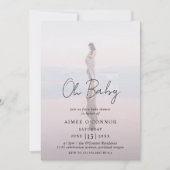 Rustic Script Modern Photo Oh Baby shower Kaart (Voorkant)