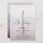 Rustic Script Modern Photo Oh Baby shower Kaart (Voorkant / Achterkant)