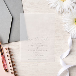 Rustic Script Modern Trouwkaart 'Save the Date' Vellum Uitnodigingen