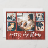 Rustic Script Multi Foto Raster | Prettig Kerstfee Feestdagenkaart (Voorkant)