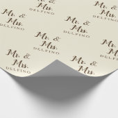 Rustic Script Pas getrouwd Mr Mrs. Net getrouwd Cadeaupapier (Hoek)