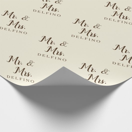 Rustic Script Pas getrouwd Mr Mrs. Net getrouwd Cadeaupapier (Hoek)