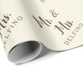 Rustic Script Pas getrouwd Mr Mrs. Net getrouwd Cadeaupapier (Rol Hoek)