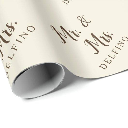 Rustic Script Pas getrouwd Mr Mrs. Net getrouwd Cadeaupapier (Rol Hoek)