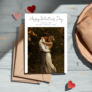 Rustic Script Pas getrouwd Paar Foto Valentijns Feestdagenkaart