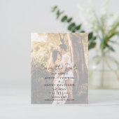 Rustic Script Photo Budget Wedding Save the Date (Staand voorkant)