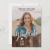 Rustic Script Photo Graduation Party Kaart (Voorkant)