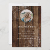 Rustic Script Photo Graduation Party Kaart (Achterkant)