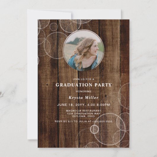 Rustic Script Photo Graduation Party Kaart (Achterkant)