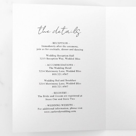 Rustic Script Photo Modern Drieluik Uitnodiging (Binnenzijde eerst)