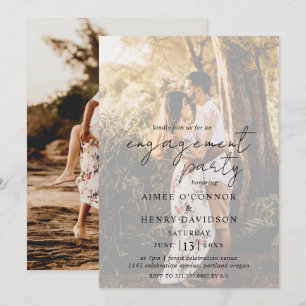 Rustic Script Photo Modern Engagement Party Kaart