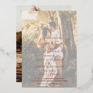 Rustic Script Photo Modern repetitiediner Folie Uitnodiging