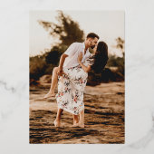 Rustic Script Photo Modern repetitiediner Folie Uitnodiging (Achterkant)