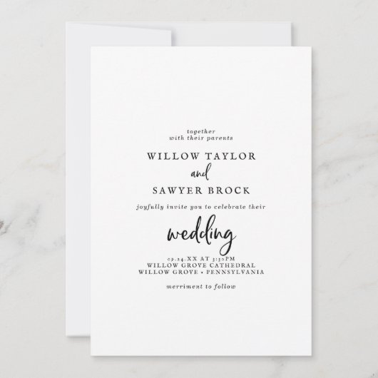 Rustic Script Photo Wedding Kaart (Achterkant)