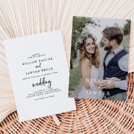 Rustic Script Photo Wedding Kaart