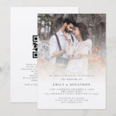 Rustic Script QR-code foto-overlay bruiloft Kaart (Voorkant / Achterkant)