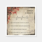 Rustic Script Red Floral Fun Facts Wedding  Servet (Voorkant)