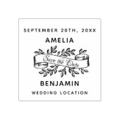 Rustic Script Ribbon Save the Date Wedding Rubberstempel (Afrduk)