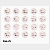 Rustic Script Roze Love is Sweet Trouw Favor Ronde Sticker (Vel)