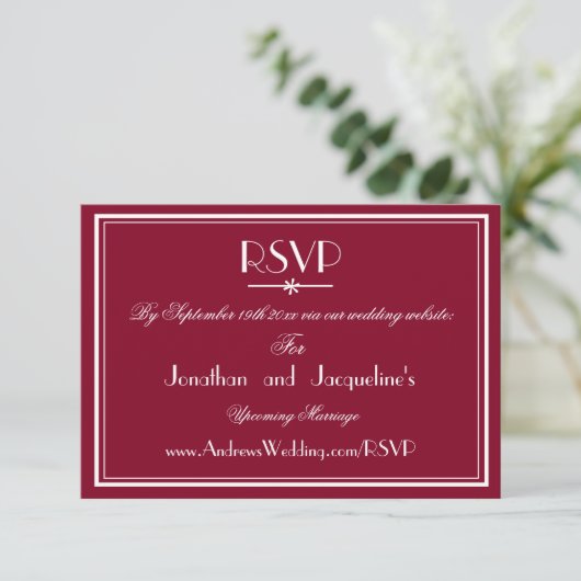 Rustic Script RSVP Website Wedding Enclosure Kaart (Staand voorkant)