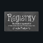 Rustic Script schoolbord bruiloft zwart register Informatiekaartje<br><div class="desc">Charmante krijtbord bruiloft register informatie kaarten zijn voorzien van handgeschreven stijl lettertypen en scroll design die een witte krijt uiterlijk op een achtergrond die een rustieke zwarte bord textuur uiterlijk heeft.</div>