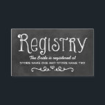 Rustic Script schoolbord bruiloft zwart register Informatiekaartje<br><div class="desc">Charmante krijtbord bruiloft register informatie kaarten zijn voorzien van handgeschreven stijl lettertypen en scroll design die een witte krijt uiterlijk op een achtergrond die een rustieke zwarte bord textuur uiterlijk heeft.</div>
