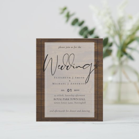Rustic Script Typography Budget Wedding (Staand voorkant)