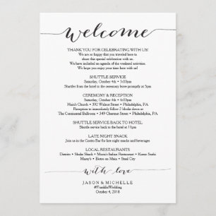 Rustic Script Wedding Itinerary - Weddenschap Programmakaart