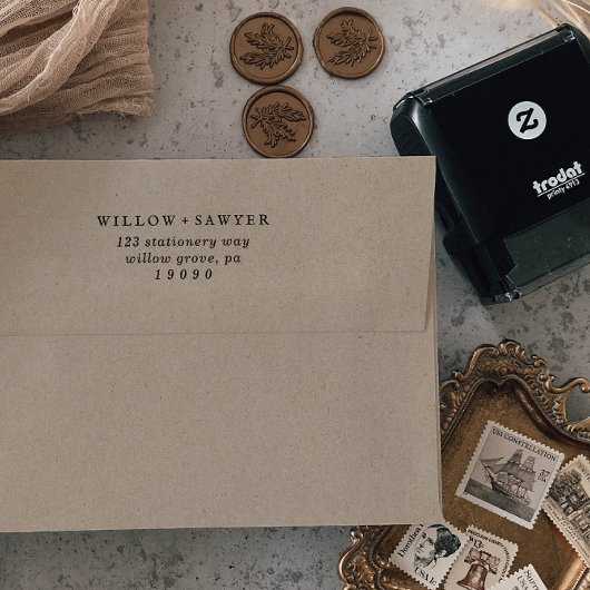 Rustic Script Wedding Return-adres Zelfinktende Stempel