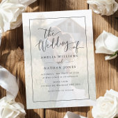 Rustic Script Wit Zwart Foto Bruiloft Kaart