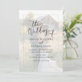 Rustic Script Zwart-Wit Foto Huwelijk Kaart (Staand voorkant)