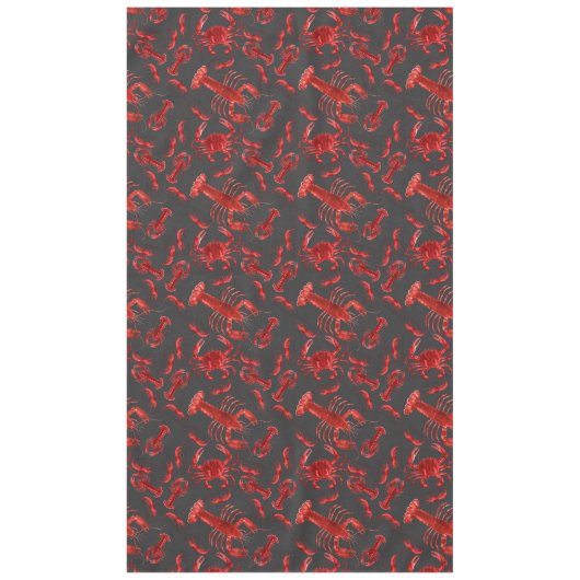 Rustic Seafood Pattern Dark Gray Crawfish Lobster  Tafelkleed (Voorkant)