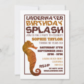 Rustic Seahorse, Aquatic Birthday Party Kaart (Voorkant)